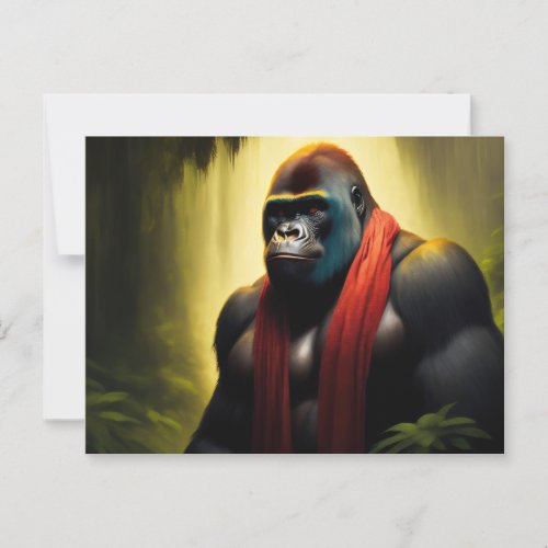 Gorilla with scarf in the jungle postcard