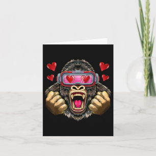 Gorilla With Vr Heart Gles Valentines Day Gorilla Card