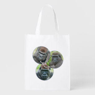 Gorillas Make Me Smile Grocery Bag