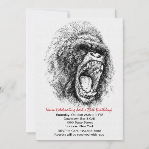 Gorillas Rage Party Invitation