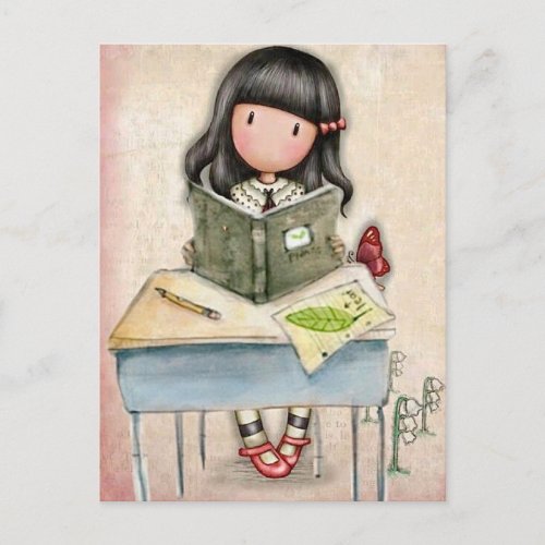 Gorjuss Girl Study Time Postcard 