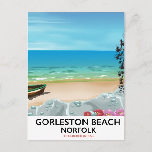 Gorleston Beach Norfolk Rail poster Postcard