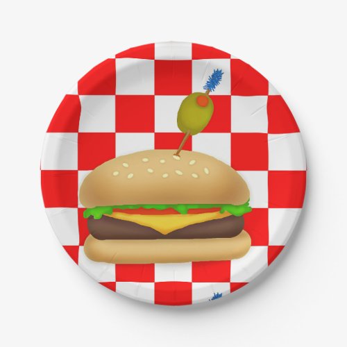 Gormet Cheeseburger Paper Plates