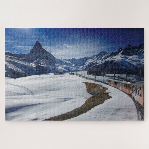 Gornergrat railway train and Matterhorn in Zermatt Jigsaw Puzzle