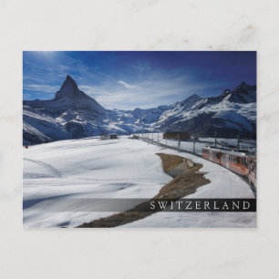 Gornergrat railway train and Matterhorn in Zermatt Postcard