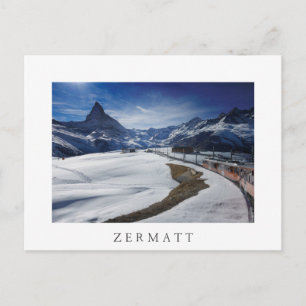 Gornergrat railway train and Matterhorn in Zermatt Postcard