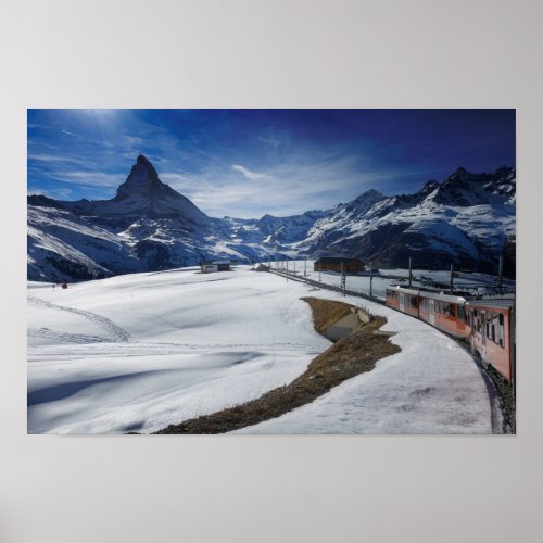 Gornergrat railway train and Matterhorn in Zermatt Poster