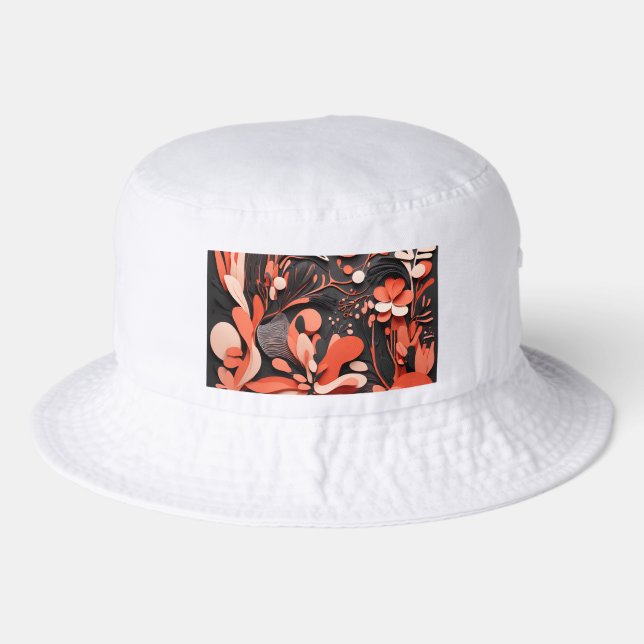 Gorra Arte Tropical Abstracto Biodiversidad Abunda Bucket Hat (Front)