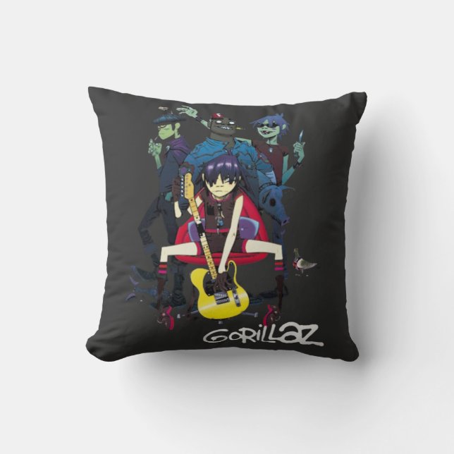 Gorrillaz T-Shirt Throw Pillow (Front)