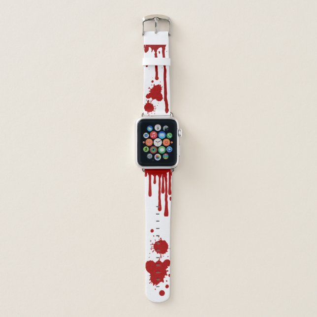 Gory Red Blood Spattered Bloodstained Apple Watch Band (Front)