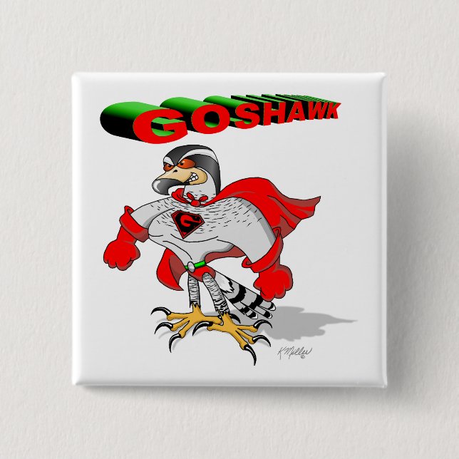 Goshawk Cartoon Button (Front)