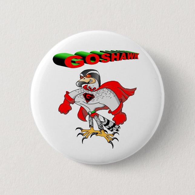 Goshawk Cartoon Pinback Button (Front)