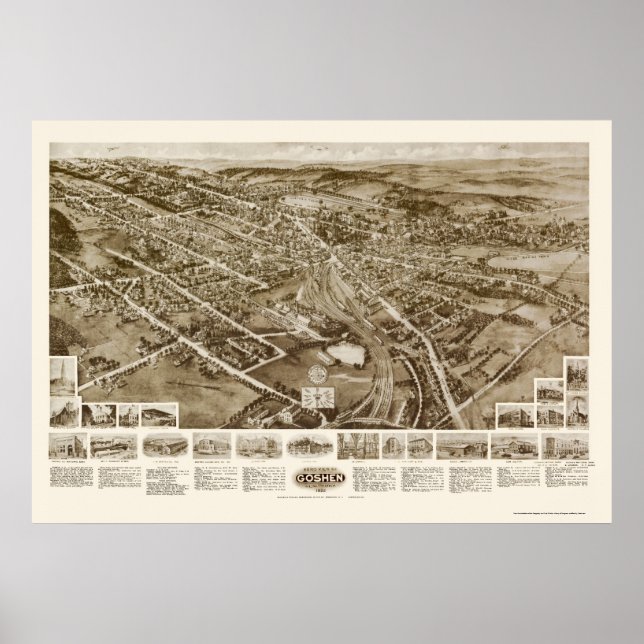 Goshen, NY Panoramic Map - 1922 Poster (Front)