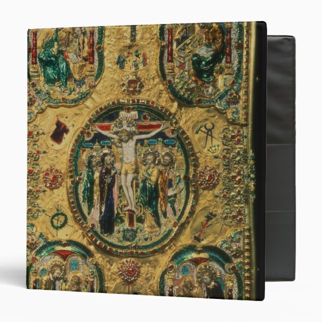 Gospel cover, gold with repousse 3 ring binder (Front/Inside)