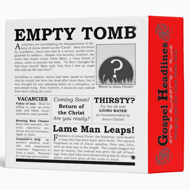 Gospel Headlines Christian school/work binder (Back/Spine)