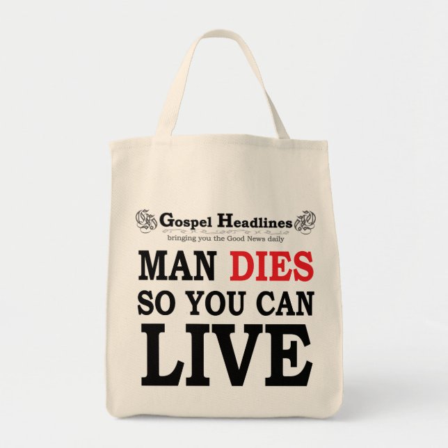 Gospel Headlines Tote Bag (Front)