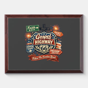 Gospel Highway 66 Christian Patriotic Design Award Plaque