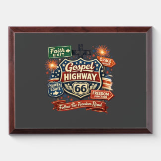 Gospel Highway 66 Christian Patriotic Design Award Plaque