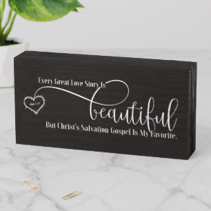 GOSPEL LOVE STORY John 15:13 Modern Christian Wooden Box Sign