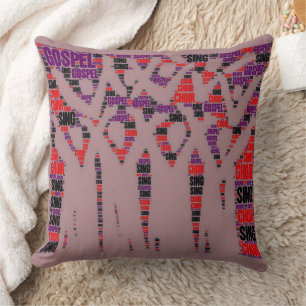 Gospel Music Choir Purple Red Throw Pillow