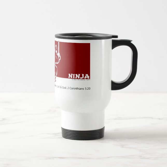 Gospel Ninja Red Over White Travel Mug (Right)
