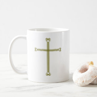 Gospel of John 3:16 Big Gold Cross Simple White Coffee Mug