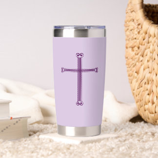 Gospel of John 3:16 Gold Big Cross Simple Purple Insulated Tumbler