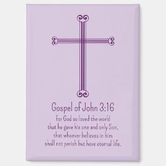 Gospel of John 3:16 Purple Cross Simple Magnet