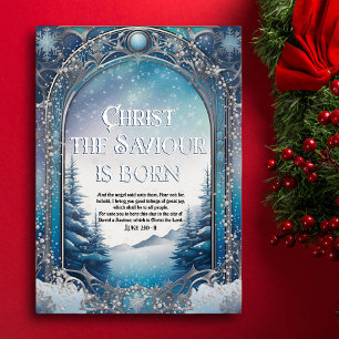 Gospel of Luke Winter Wonderland Blue Christmas  Foil Holiday Card