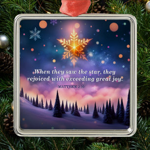 Gospel of Matthew Bible Verse Christmas Star Metal Ornament