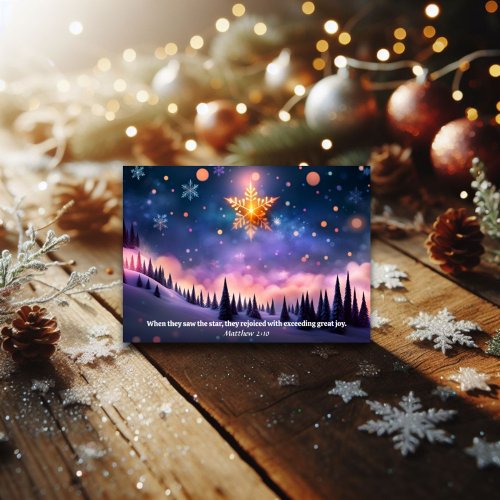 Gospel of Matthew Verse Christmas Star Bokeh Holiday Card