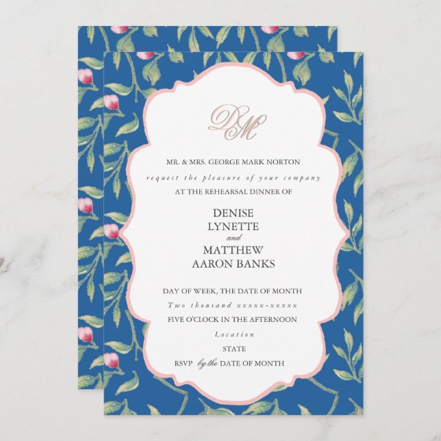 Gossamer Pink Rehearsal Dinner Invitation (Front/Back)
