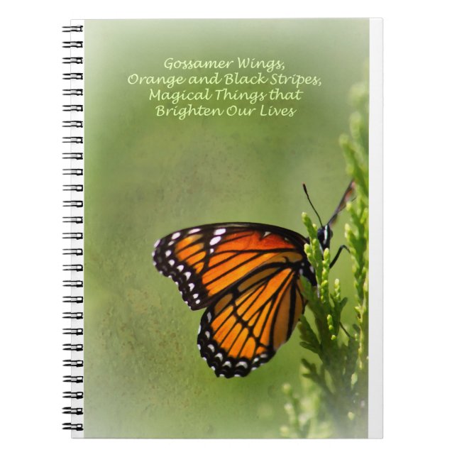Gossamer Wings of Monarch Butterfly Poem by Me Notebook (Front)