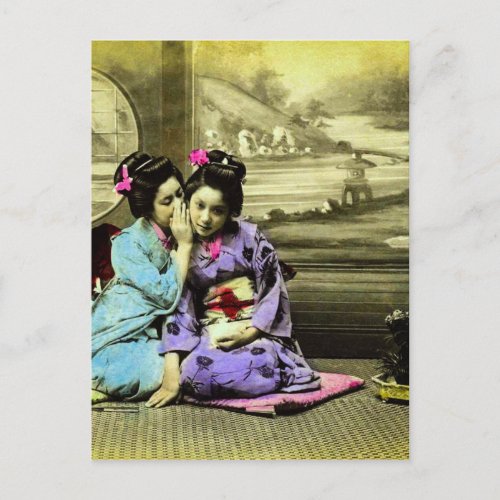 Gossip Geisha Girls of Old Japan Vintage Japanese Postcard