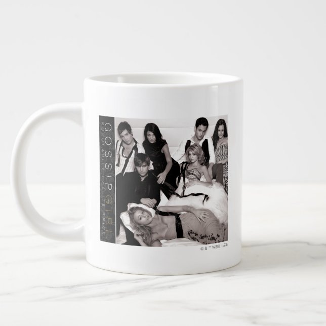 Gossip Girl Black and White Group Graphic Giant Coffee Mug (Left)