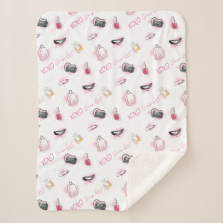 Gossip Girl Makeup Pattern Sherpa Blanket