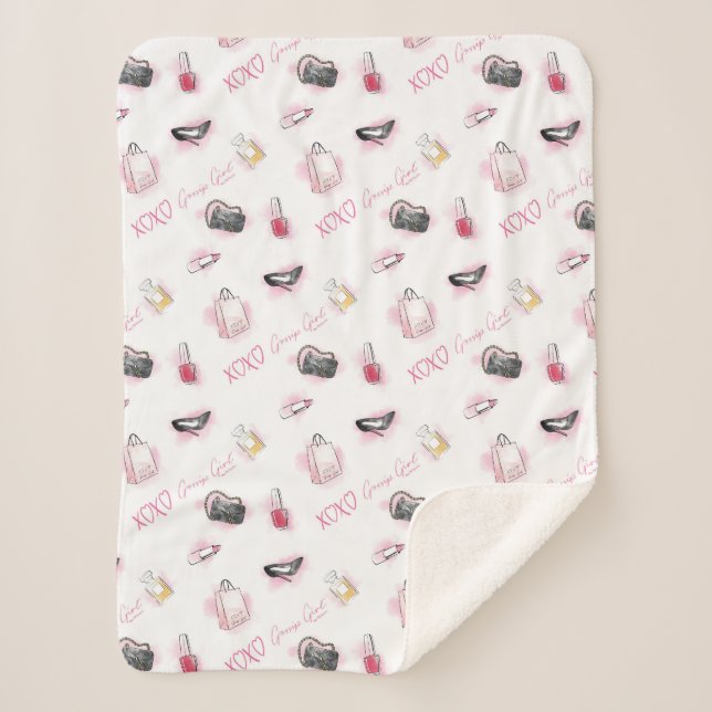 Gossip Girl Makeup Pattern Sherpa Blanket (Front)