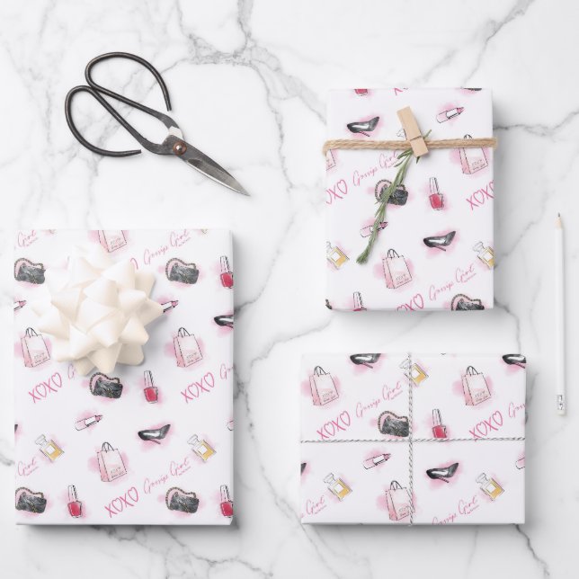 Gossip Girl Makeup Pattern Wrapping Paper Sheets (Front)