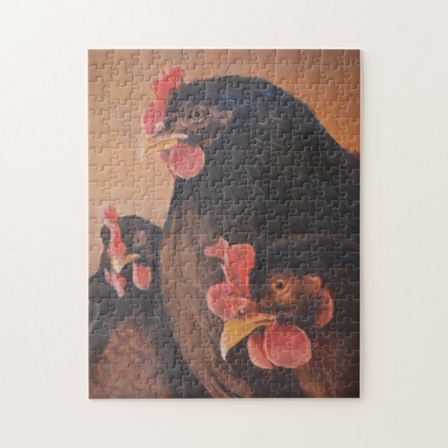 Gossip Girls Chickens Hens Art Jigsaw Puzzle (Vertical)