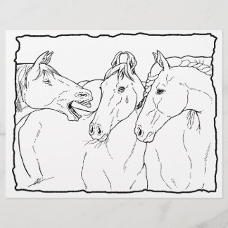 Gossiping Horses - Coloring Page.