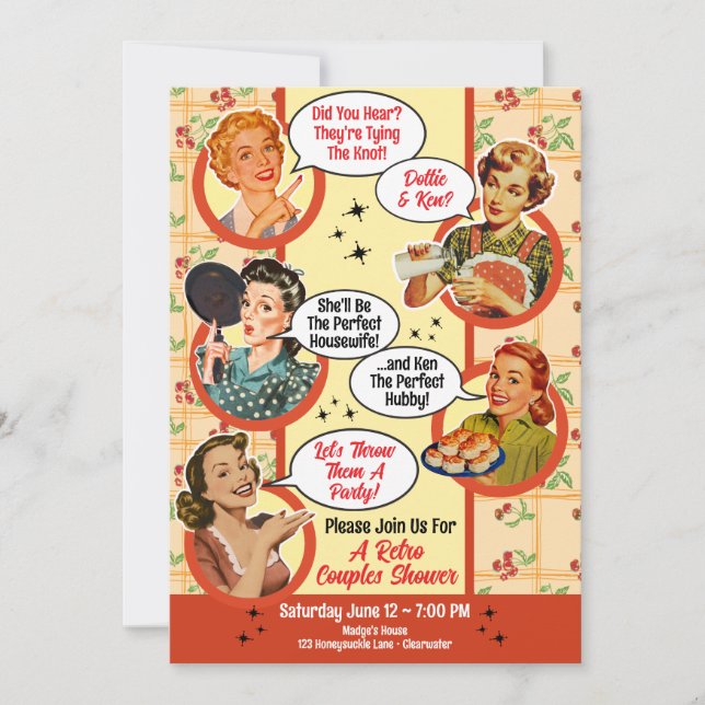 Gossiping Housewife Couples Shower 2 Invitation (Front)