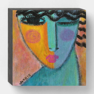 Got A Secret Abstract Portrait of a Woman Wooden Box Sign