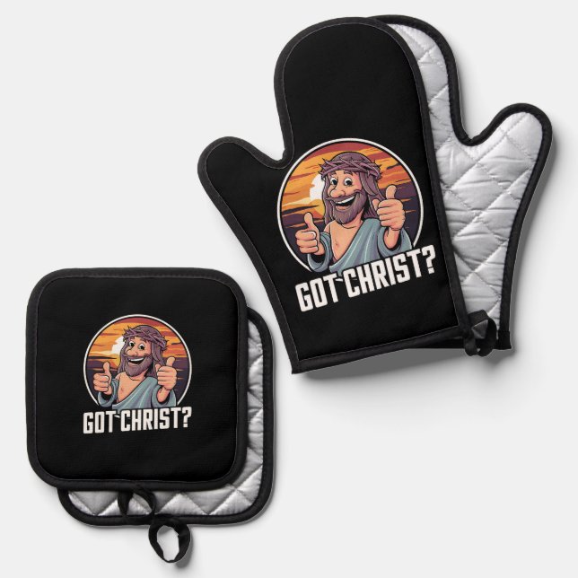 Got Buddy a Christ Christmas Jesus Religious  Oven Mitt & Pot Holder Set (Front/Back)