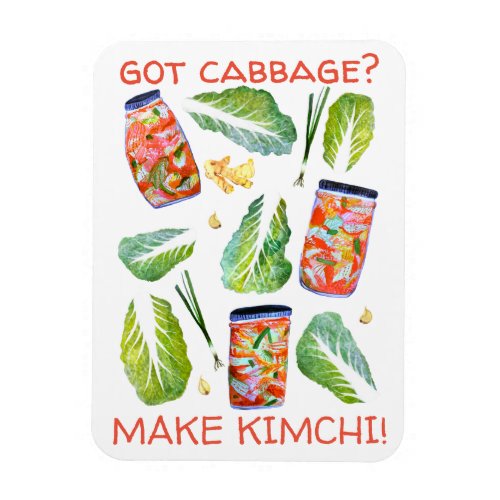 Got Cabbage Make Kimchi Fun Spicy Watercolor Magnet