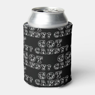 Got Candy? Black & White Skulls Halloween Can Cooler