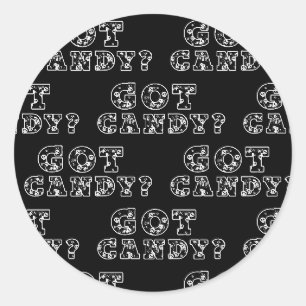 Got Candy? Black & White Skulls Halloween Classic Round Sticker