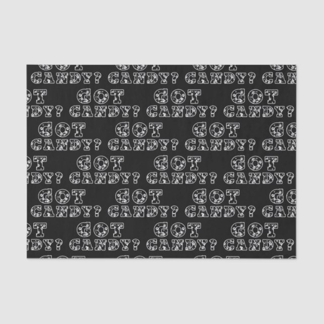 Got Candy? Black & White Skulls Halloween Tissue Paper (Front)