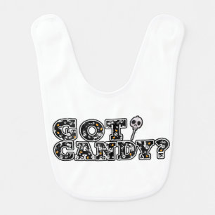 Got Candy? Black & White Skulls Sucker Halloween Baby Bib