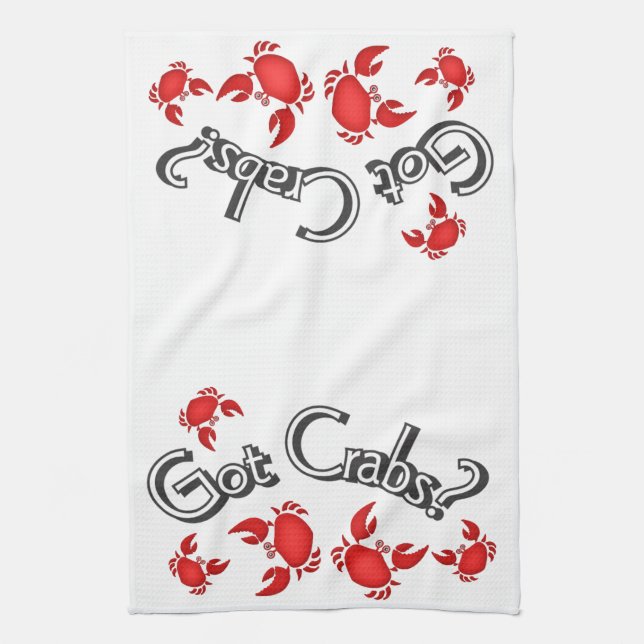 Got Crabs? Saying Red Crabs Humor Kitchen Towel (Vertical)