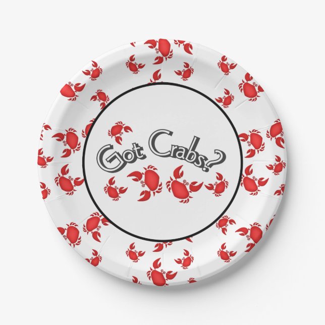 Got Crabs? Saying Red Crabs Humor Paper Plates (Front)